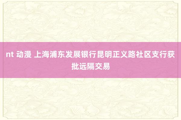 nt 动漫 上海浦东发展银行昆明正义路社区支行获批远隔交易