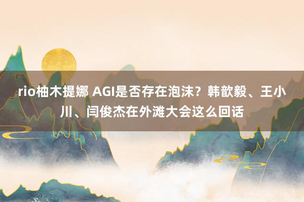 rio柚木提娜 AGI是否存在泡沫？韩歆毅、王小川、闫俊杰在外滩大会这么回话