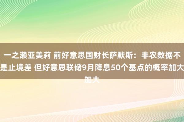 一之濑亚美莉 前好意思国财长萨默斯：非农数据不是止境差 但好意思联储9月降息50个基点的概率加大