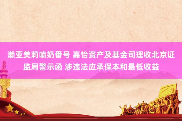 濑亚美莉喷奶番号 嘉怡资产及基金司理收北京证监局警示函 涉违法应承保本和最低收益