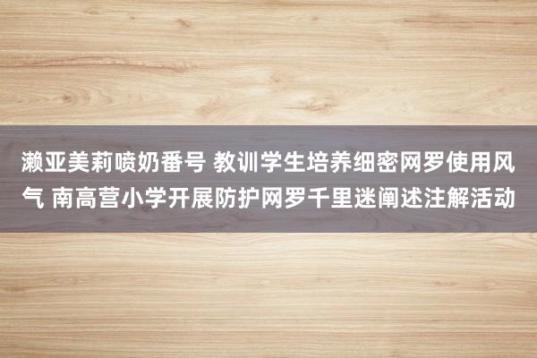 濑亚美莉喷奶番号 教训学生培养细密网罗使用风气 南高营小学开展防护网罗千里迷阐述注解活动