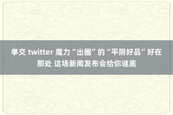 拳交 twitter 魔力“出圈”的“平阴好品”好在那处 这场新闻发布会给你谜底